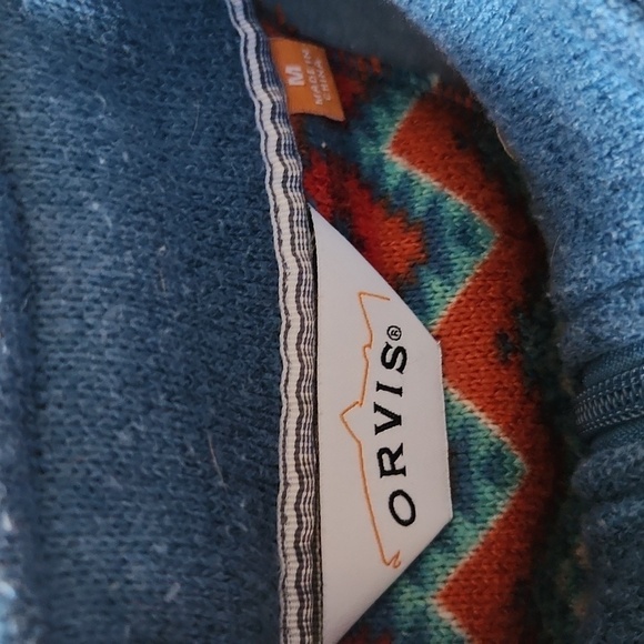 Orvis | Aztec Southwestern Tan Blue Quarter Zip Fleece Sweater Women's M - Picture 4 of 7
